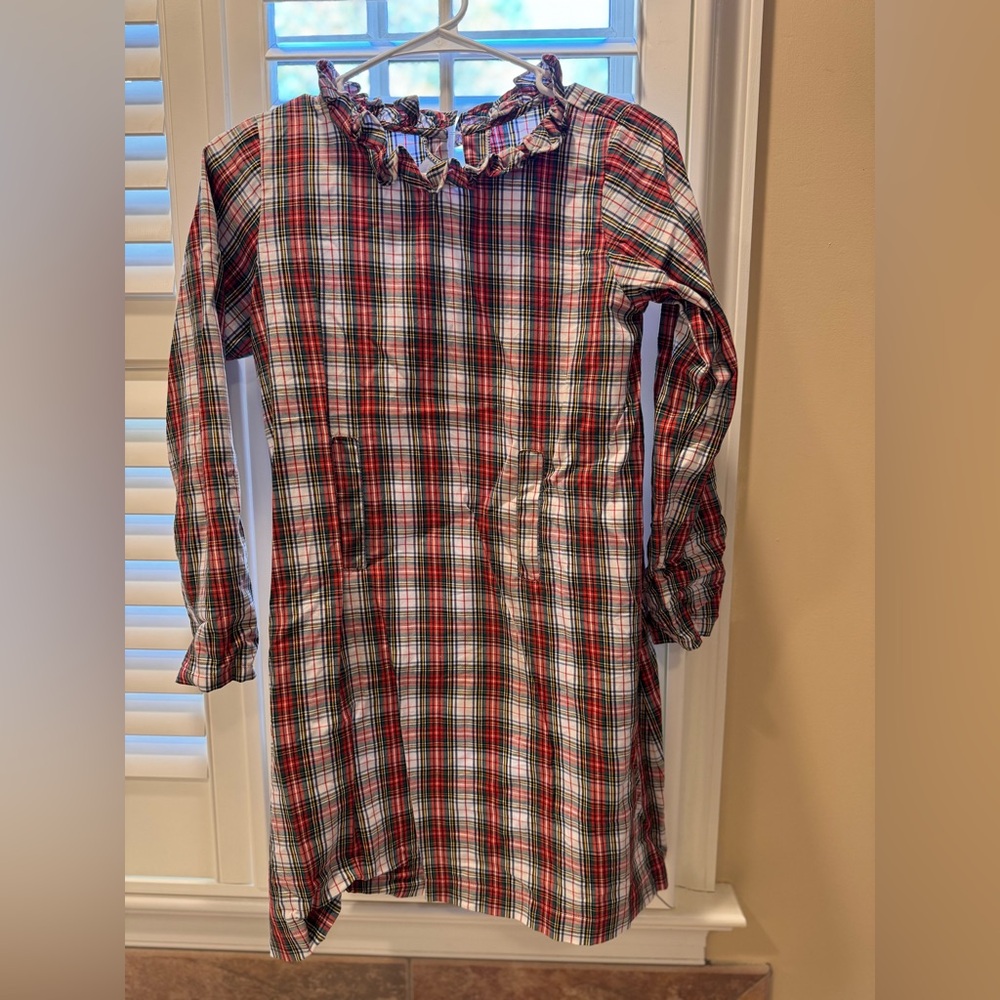 Bella Bliss Amelia Ruffle Collar Front Pocket Plaid Christmas Dress size 14
